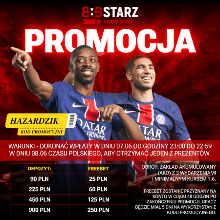 Freebet 250 PLN od 888starz